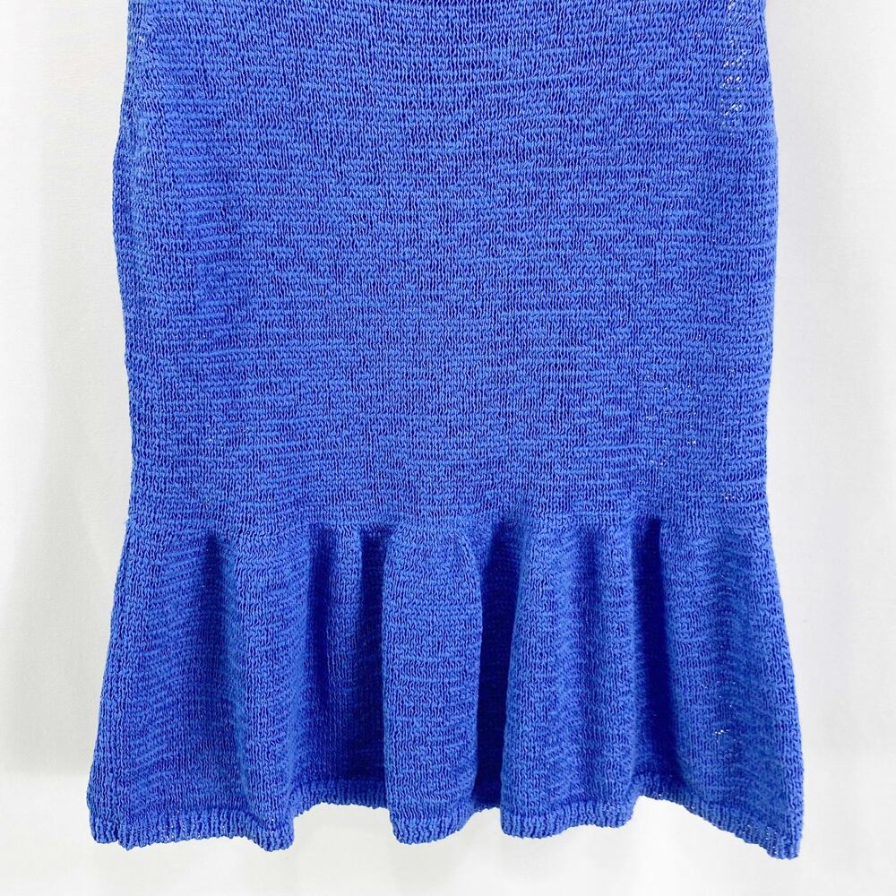 WD-NY Blue Round Neck Peplum Sleeveless Blouse - Picture 6 of 9